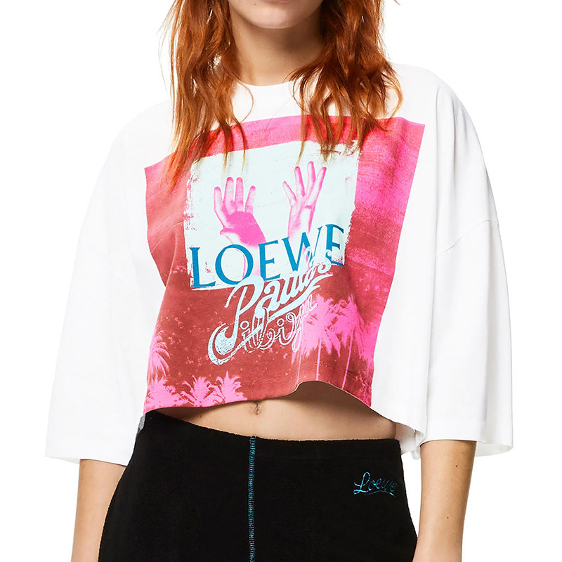 Loewe | 【预售3-7天】LOEWE/罗意威 22年春夏新款 女士白色/多色棉质混纺棕榈树印花短款T恤S616Y22X39-2016商品图片,7.9折×额外9.5折, 包邮包税, 额外九五折