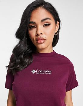 推荐Columbia CSC Basic Logo cropped t-shirt in burgundy商品