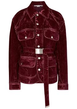 推荐Burgundy panelled velvet jacket商品