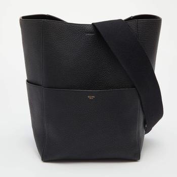 推荐Celine Black Grained Leather Seau Sangle Bucket Bag商品