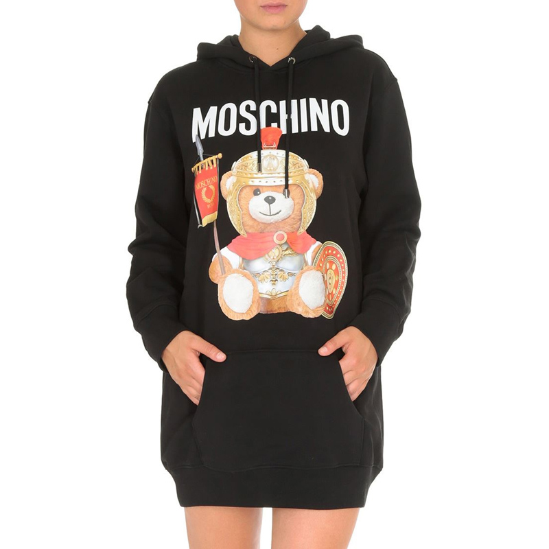 秋装莫斯奇诺卫衣, Moschino | Moschino 莫斯奇诺 女士黑色罗马泰迪熊卫衣式连衣裙 EV0427-5527-2555-912商品图片 独家减免邮费