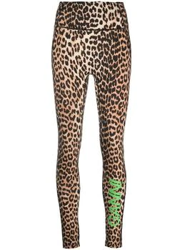 Ganni | GANNI - Leopard Print Logo Leggings 