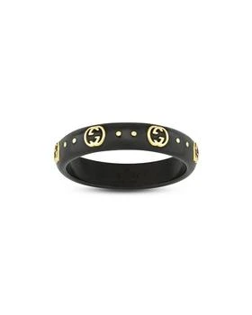Gucci | 18K Yellow Gold Icon Black Synthetic Corundum Logo Ring (Also in White Zirconia),商家Bloomingdale's,价格¥5577