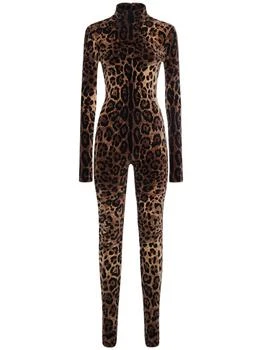 推荐Leopard Jacquard Chenille Jumpsuit商品