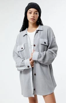 PacSun | Waffle Boyfriend Button Up Lounge Shacket 8.3折