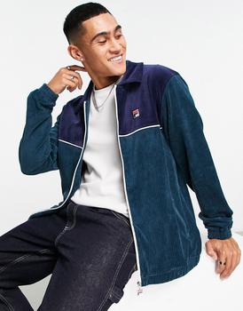 推荐Fila cord zip thru sweatshirt with logo in navy & ecru商品