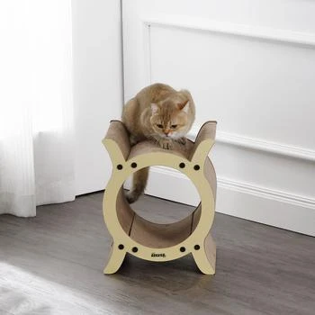THE LICKER STORE | Nyan 16.5" Modern Cardboard Tunnel Cat Scratcher with Catnip, Almond,商家Premium Outlets,价格¥394