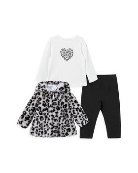 Little Me | Girls' Leopard Faux Fur Jacket, Top & Leggings Set - Baby商品图片,