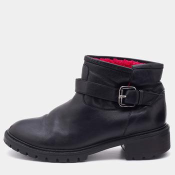 Fendi | Fendi Black Leather Combat Ankle Boots Size 37商品图片,