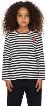 推荐Kids Black & White Striped Heart T-Shirt商品