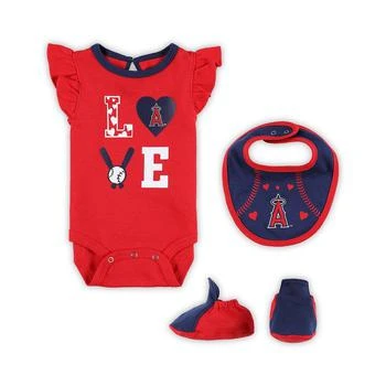 Outerstuff | Baby Boys and Girls Red, Navy Los Angeles Angels Three-Piece Love of Baseball Bib Bodysuit and Booties Set,商家Macy's,价格¥240