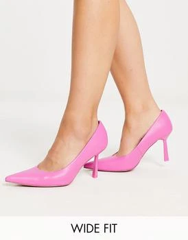ASOS | ASOS DESIGN Wide Fit Sterling mid heeled court shoes in pink 8折, 独家减免邮费