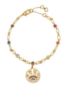 kate spade项链, Kate Spade | Rainbow Goldtone, Faux Pearl & Cubic Zirconia Medallion Bracelet商品图片 6.9折