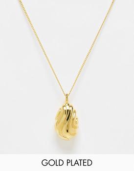推荐Astrid & Miyu pebble pendant necklace in gold plate商品