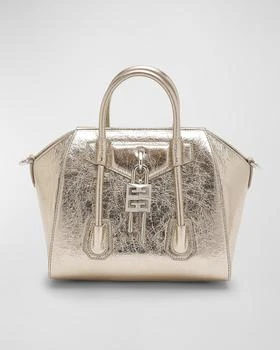 Givenchy | Mini Antigona Lock Top-Handle Bag in Metallic Leather 