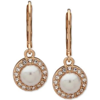 Anne Klein | Gold-Tone Pavé & Imitation Pearl Halo Drop Earrings 独家减免邮费