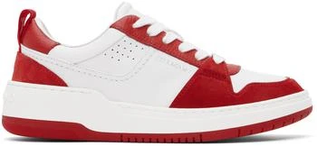 Salvatore Ferragamo | White & Red Suede Patch Skate Sneakers 