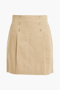 Sandro | Parisa embellished pleated cotton and linen-blend canvas mini skirt商品图片,3折