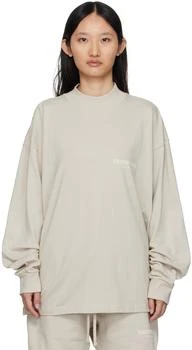 Essentials | Beige Cotton Jersey Long Sleeve T-Shirt 