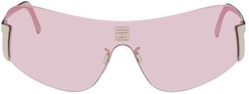 推荐Silver & Pink Rimless Mask Sunglasses商品