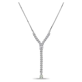商品Round Pear Linear Y Adjustable Necklace (7 ct. t.w.) in 18K Sterling Silver or Sterling Silver图片