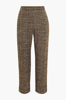 Oscar de la Renta | Cropped metallic tweed straight-leg pants商品图片,3折