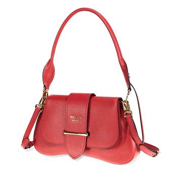 美国prada包, Prada | Sidonie leather Shoulder Bag- Red商品图片 6.3折