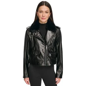 DKNY | Women's Crackle Faux-Leather Long-Sleeve Moto Jacket 3.9折