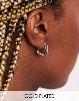 Luv AJ | Luv AJ 14k gold plated pave cuban link pave crystal  hoop earrings,商家ASOS,价格¥279