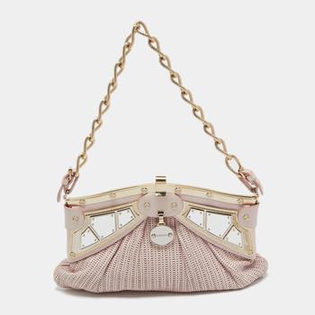 [二手商品] Versace | Versace Pink Fabric Mirror Frame Chain Shoulder Bag商品图片,