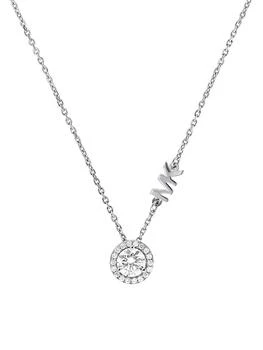 Michael Kors | Sterling Silver & Cubic Zirconia Round Halo Pendant Necklace 
