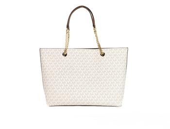 [二手商品] Michael Kors | Michael Kors Jet Set Medium ivory Signature PVC Front Zip Chain Tote Bag Women's Purse商品图片,5.1折