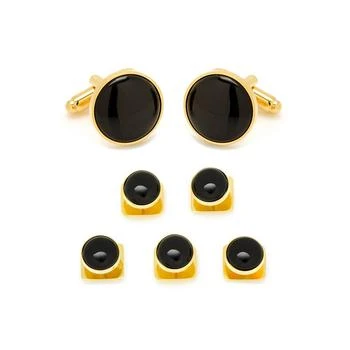Ox and Bull Trading Co. | Men's Gold-tone and Onyx 5 Cufflinks and Stud Set, 7 Piece Set,商家Macy's,价格¥818
