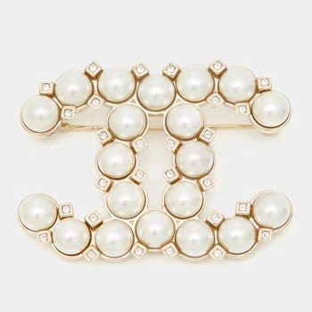 Chanel | Chanel CC Faux Pearl Crystals Gold Tone Pin Brooch,商家The Luxury Closet,价格¥3570