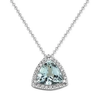 Macy's | Aquamarine (1-1/2 ct. t.w.) and Diamond (1/8 ct. t.w.) Pendant Necklace in 14k White Gold,商家Macy's,价格¥6275