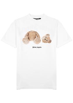 Palm Angels | White bear-print cotton T-shirt商品图片,