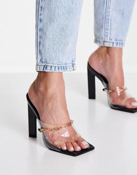 product Simmi London Kinsley chain clear heeled sandals in black image