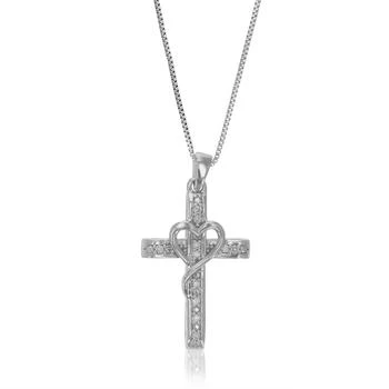 Vir Jewels | 1/10 cttw Lab Grown Diamond Cross Heart Pendant Necklace .925 Sterling Silver 2/3 Inch With 18 Inch Chain,商家Premium Outlets,价格¥656