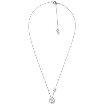 Michael Kors | Silver-Tone Halo Crystal Pendant Necklace, 16" + 2" extender商品图片,