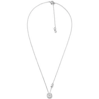 Michael Kors | Silver-Tone Halo Crystal Pendant Necklace, 16" + 2" extender 