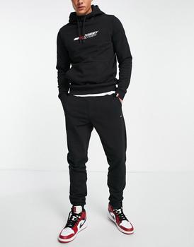Tommy Hilfiger | Tommy Hilfiger Performance essentials logo cuffed joggers in black商品图片,7.5折×额外9.5折, 额外九五折