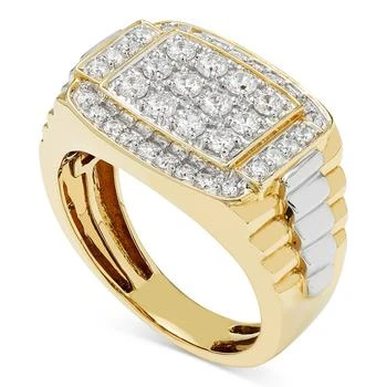 Macy's | Men's Diamond Cluster Two-Tone Ring (1 ct. t.w.) in 10k Gold & White Gold,商家Macy's,价格¥6283
