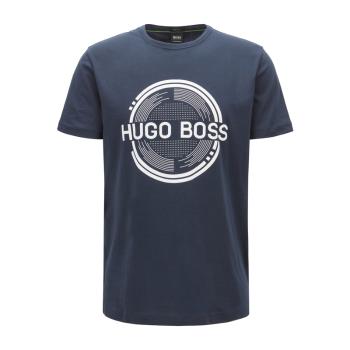 Hugo Boss | Hugo Boss 雨果博斯 男士深蓝色纯棉大logo印花圆领短袖休闲T恤 TEE1-182-6415-410商品图片,满$100享9.5折, 满折