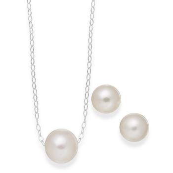 product Cultured Freshwater Pearl Classic Jewelry Set in Sterling Silver (8-10mm) image