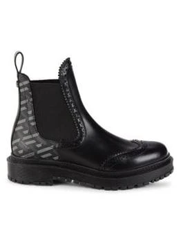 推荐Greca Perforated Leather Ankle Boots商品