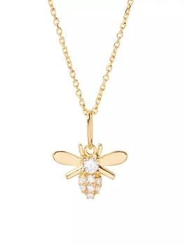 brook & york | Adeline 14K-Yellow-Gold Vermeil & Cubic Zirconia Bee Pendant Necklace,商家Saks Fifth Avenue,价格¥826