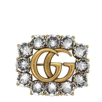 Gucci | 【预售3-7天】GUCCI/古驰 21 Double G系列 金色金属双G细节水晶胸针 506171J1D508062,商家IWCOCO,价格¥2782
