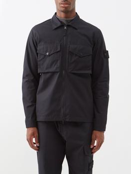 加拿大stone island jacket, Stone Island | Logo-patch zipped cotton overshirt商品图片 