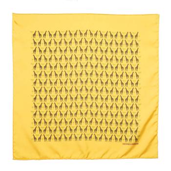 爱马仕围巾直邮, [二手商品] Hermes | Hermes Yellow Palm & Giraffe Printed Silk Pocket Square商品图片 满1件减$100, 满减