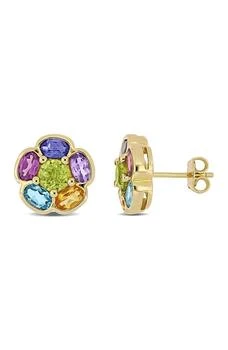 DELMAR | 18K Yellow Gold Plated Sterling Silver Semiprecious Stone Floral Stud Earrings,商家Nordstrom Rack,价格¥1044